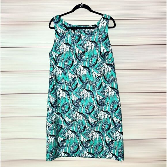NWOT Talbots Giraffe Jungle Print Cotton Sleeveless Shift Dress 12 - Picture 2 of 13